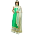thumbnail image 4 of Atasi Womens Floor Length Dress Green Salwaar Kameez Ethnic Party Wear Dress, 4 of 9