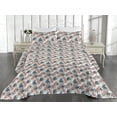 thumbnail image 2 of Ambesonne Botanical Quilted Bedspread Set 3 Pcs, Art Exotic Leafy Pattern, Twin, Ivory Fern Green Blush, 2 of 4