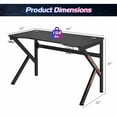 thumbnail image 2 of Gymax 48'' K-shaped Gaming Desk Computer Table with Cup Holder & Headphone Hook, 2 of 9