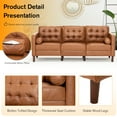 thumbnail image 6 of ACMEASE Premium Faux Leather 3-Seater Sofa with Two Bolster Pillows and Tufted Backrest, Brown, 6 of 7