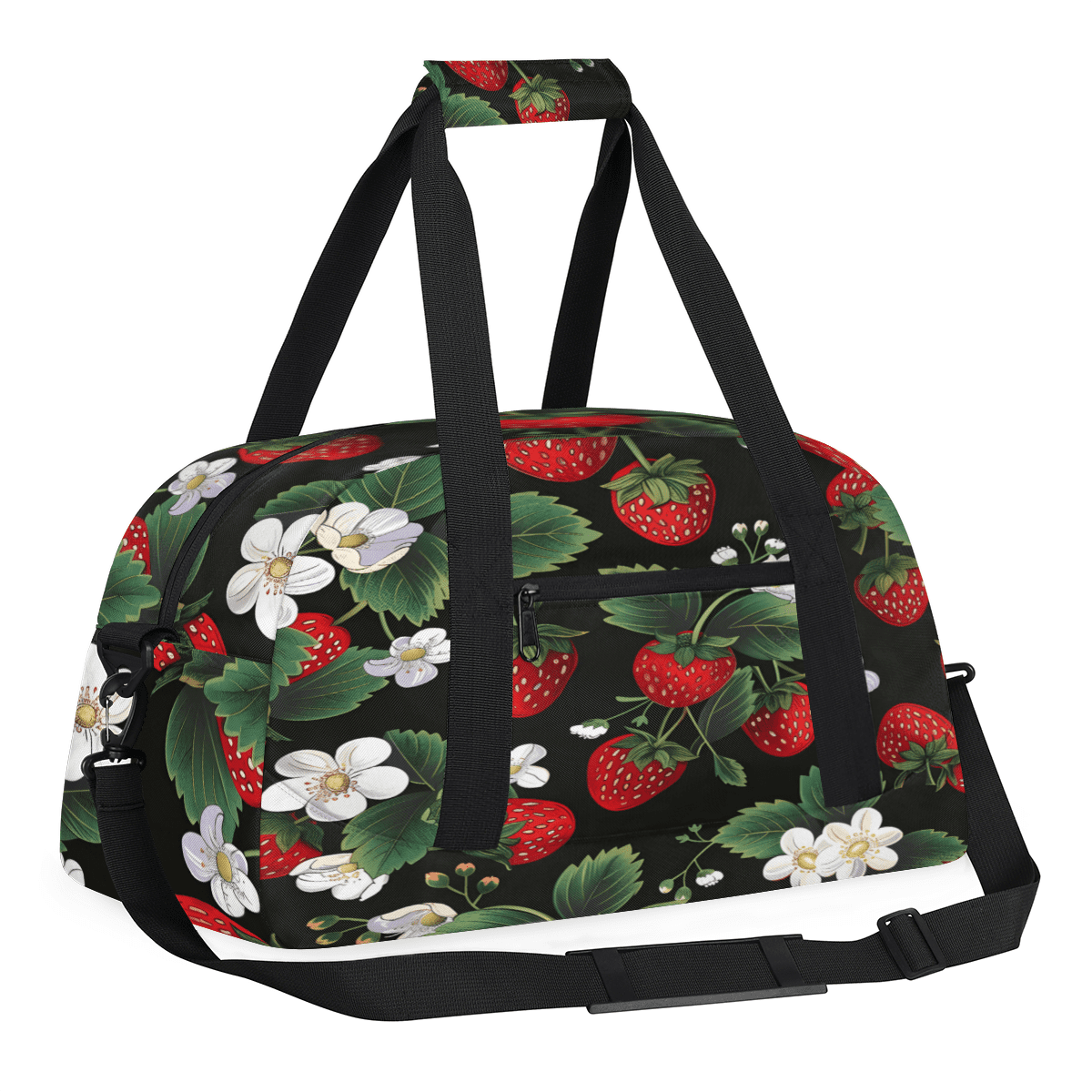 Herdesigns Cute Strawberry Sports Duffle Bag for Women & Men, Gym Bag Dance Bag Overnight Bag Carry On Weekender Travel Bag