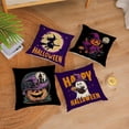 thumbnail image 4 of Halloween Pillow Covers 20x20 Set of 4 Ghost Pumpkin Decorative Throw Pillows Cover Black Purple Witch Pillow Cases Home Outdoor Sofa Couch Cushion Covers for Halloween Decorations (20 by 20), 4 of 6