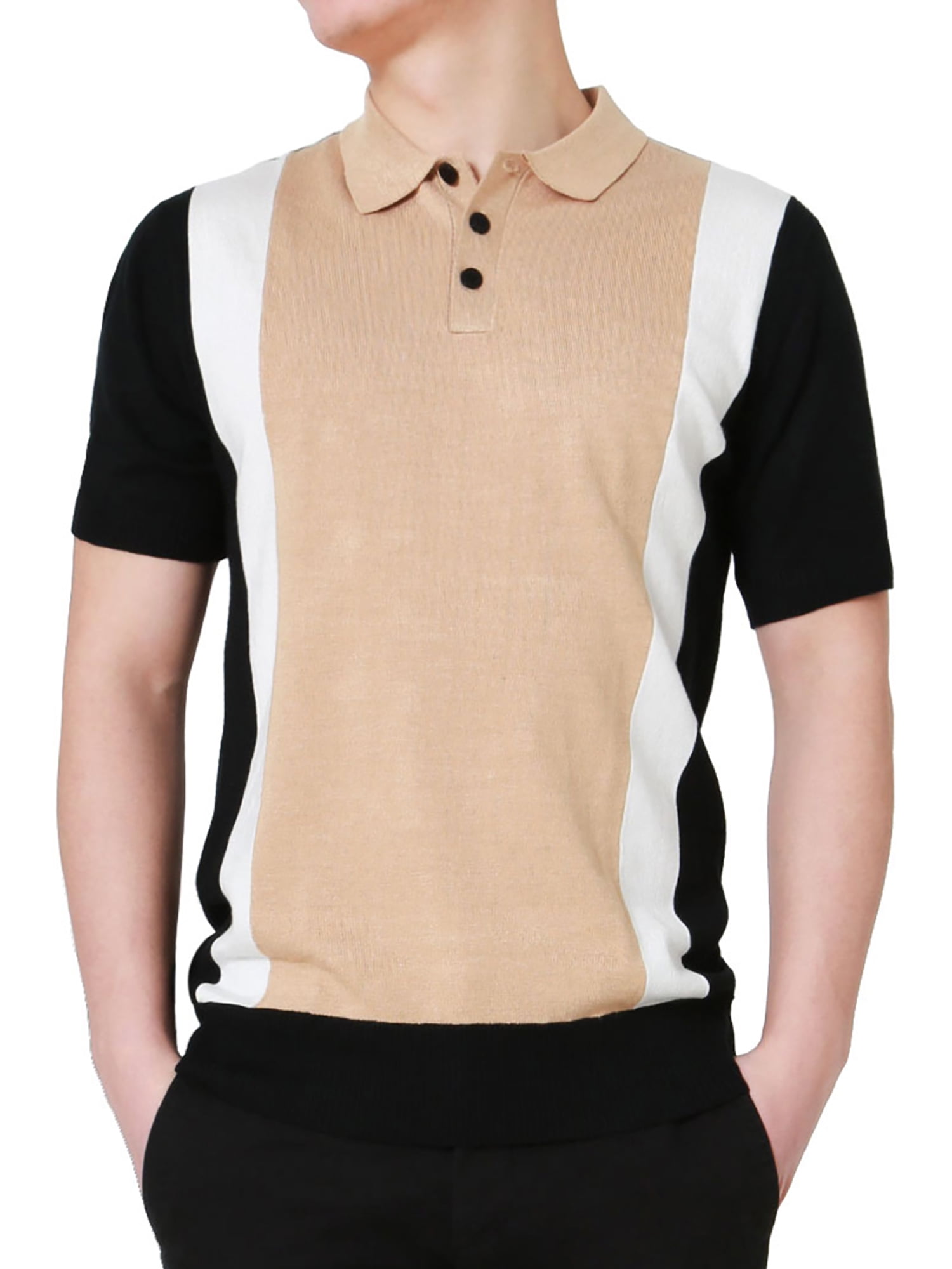 Lars Amadeus Men's Color Block Paneled Short Sleeves Golf Polo Shirts ...