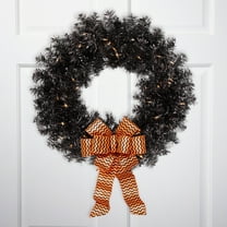 Northlight Pre-Lit Artificial Halloween Tinsel Wreath - 24" - Black - Clear Lights