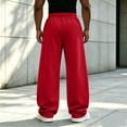 thumbnail image 2 of TKKCS Mens Wide Leg Sweatpants Baggy Drawstring Elastic Waist Lounge Casual Open Bottom Sweat Pants with Pockets Red M, 2 of 3