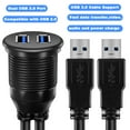 thumbnail image 3 of Dosaele 2 Ports Dual USB 3.0 Male To Female AUX Flush Mount Car Extension Cable 3 Feet, 3 of 6