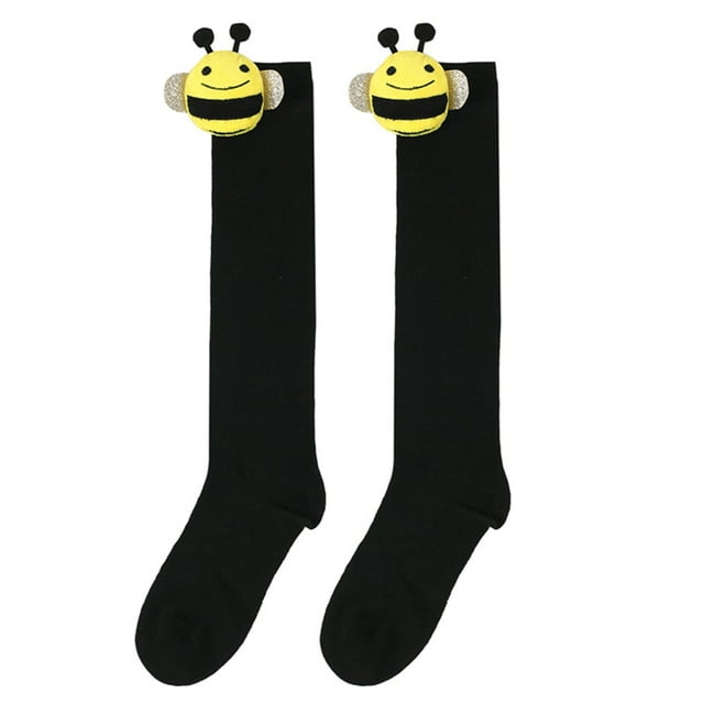 SUNSIOM Chaussettes Hautes d'Halloween Cosplay Rayées pour Filles Halloween Costume Bee