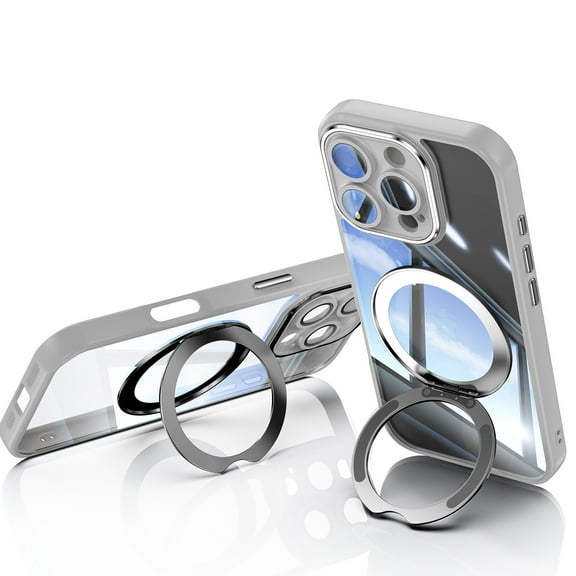 Allytechgroup iPhone 14 Pro Case with Camera Lens Protector, Rugged Shockproof Kickstand Bumper Ring Holder Slim Fit Drop Proof Phone Case for Apple iPhone 14 Pro, Gray