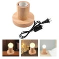 thumbnail image 3 of E27 Wooden Base Table Lamp Nightlight Lighting Bedside Light 10x8.5x5.5cm, 3 of 8