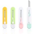 thumbnail image 1 of HAHADAXA 4 Pcs Mini Utility Knife,Mini Retractable Utility Knives,Portable Letter Opener,Box Cutter Knife for Cutting Paper Cardboard Office School Stationery, Multicolor, 1 of 7