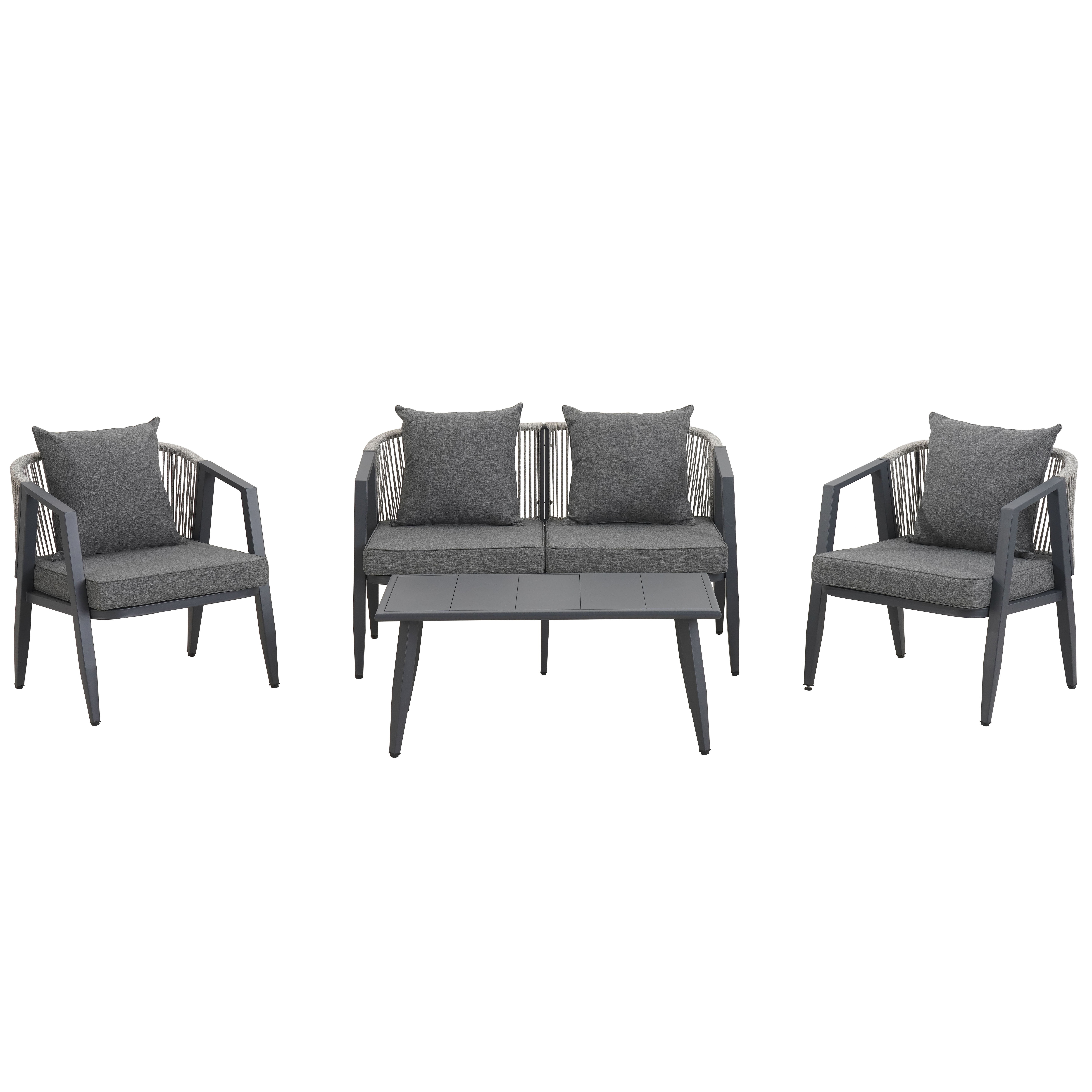 Leumius 4 Pieces Patio Furniture Set,Modern Outdoor Conversation Set for Patios,Lawns,Gray