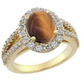 thumbnail image 1 of 14K Yellow Gold Diamond Natural Tiger Eye Engagement Ring Oval 10x8mm, size 10, 1 of 3