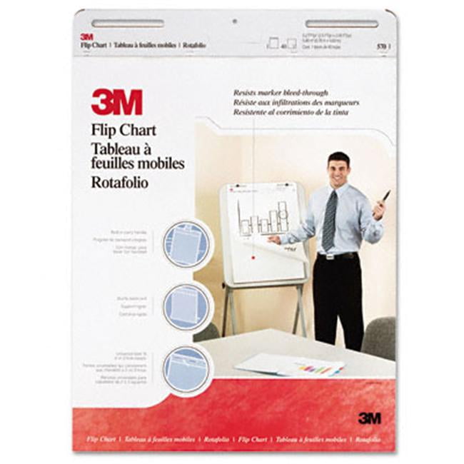 3M 570 Professional Flip Chart Pad Unruled 25 x 30 White 40 Sheets/Pad ...