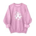 thumbnail image 2 of qolati Womens Sweathirts Breast Cancer Awareness Fleece Pullover Blouses Pink Ribbon Graphic Breast Cancer Survivor Long Sleeve Shirts Tops Pink XS, 2 of 4