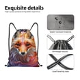 thumbnail image 4 of Xecao Color Splash Fox Portrait Pattern Sports Drawstring Backpack - String Swim Gym Bag with Wet Proof Pocket for Women&Men-Small, 4 of 6