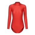 thumbnail image 3 of Zaldita Women's Ballet Dance Leotard Mock Turtleneck Long Sleeve Gymnastic Bodysuit Dancewear Red XL, 3 of 7