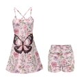 thumbnail image 4 of Yuyamidu Pink Butterfly Women's Athletic Tennis Dress with Built in Shorts, Pink Flowers A-line Workout Exercise Active Golf Dresses Size S, 4 of 5