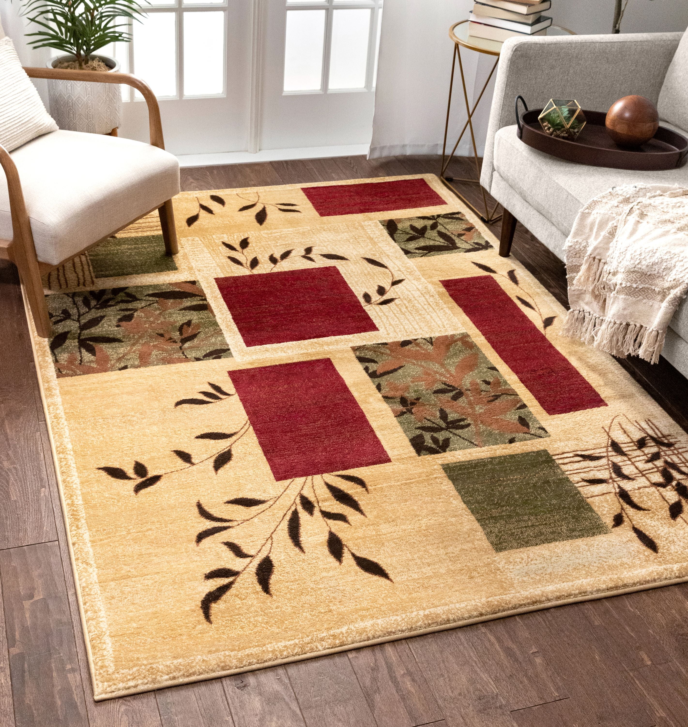 Well Woven Great Forest Floral Nature Modern Formal Area Rug Easy to