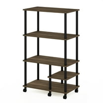 Furinno Turn-N-Tube 4-Tier Toolless Multipurpose Printer Stand Display Storage Shelf with Wheels, Columbia Walnut/Black