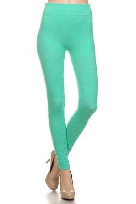 Heathered Color Fleece Leggings [Athleisure pants], One size fits most, Mint