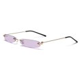 thumbnail image 1 of Gafas de sol rectangulares sin montura delgada, estilo vintage, transparentes y delgadas, con bisagra de resorte, 1 of 5