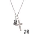 thumbnail image 2 of Delight Jewelry Silvertone Dragon with AB Crystal Eyes & Clear Ball Everlasting Love Engraved Cross Zoey Necklace, 28", 2 of 4