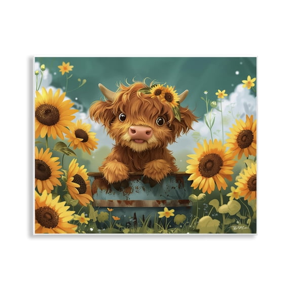 Cute Happy Highland Cow Wall Plaque Art, design by Momart