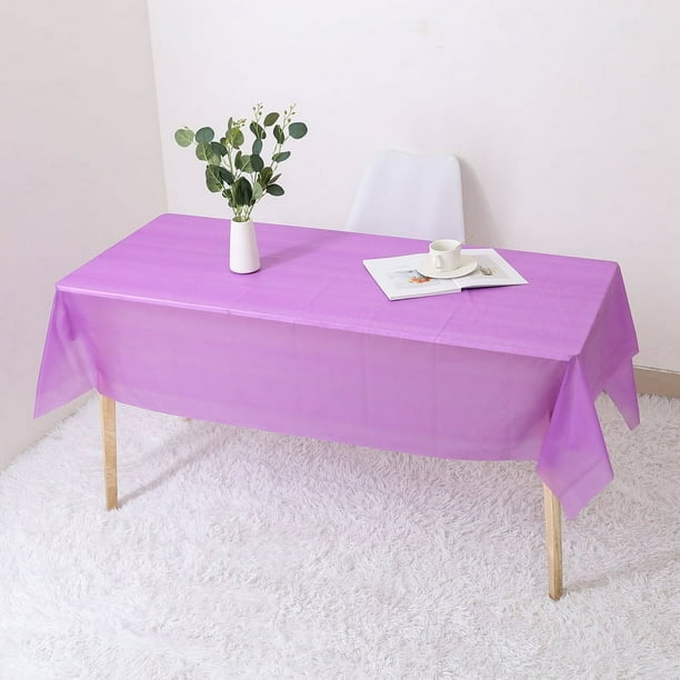 Nvzi 10 manteles desechables de plástico rectangulares de colores, impermeables, para fiestas, de 53,93 x 107,87 pulgadas, para picnic, cocina, cumpleaños (morado oscuro)