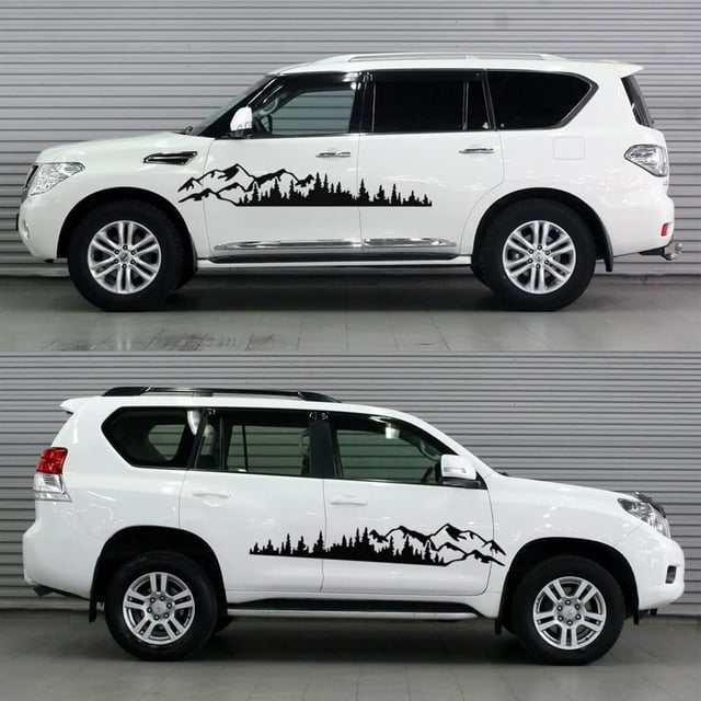 Baohd 2pack/lot Montagne Forêt Voiture Autocollants Facile à Installer Large Application à la Mode PVC Bleu 1Set