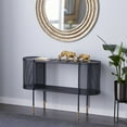 thumbnail image 3 of DecMode 47" x 32" Black Metal Mesh Side Panel 1 Shelf Console Table with Open Center Storage, 1-Piece, 3 of 13