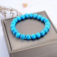 thumbnail image 3 of Natural Blue Turquoise Howlite 8mm Round Shape Smooth Cut Beads Stretchable Bracelet for Men & Women., 3 of 3