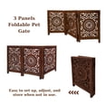thumbnail image 4 of Homebia Designs Carved Wooden Dog Gate-Extra-Wide Freestanding Foldable Indoor Pet Barrier, Decorative Safety Gate for Dogs & Puppies, Perfect for Stairs, Doorways & Hallways-24x54 " Natural Burnt, 4 of 9