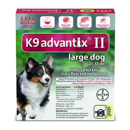 K9 Advantix II Flea & Tick Treatment For Large Dogs, 4 Monthly Treatments