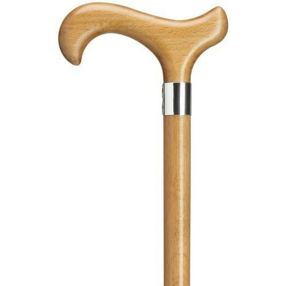 Walking Cane Lady's Derby Handle Cane with Metal Band Scorched Stain 36"