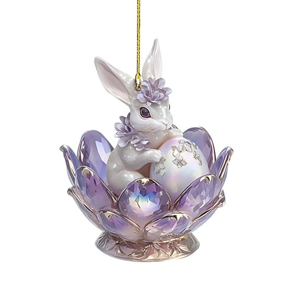 UYUH Easter Bunny Acrylic Charm Keychain Lavender Bag & Keychain Decor, Shatterproof Lightweight Easter Gifts for Women/Kids, Bunny Party Favors Basket Stuffers
