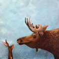 thumbnail image 3 of Stewart, Lucia 20x20 Black Modern Framed Museum Art Print Titled - Moose and Rabbit, 3 of 5