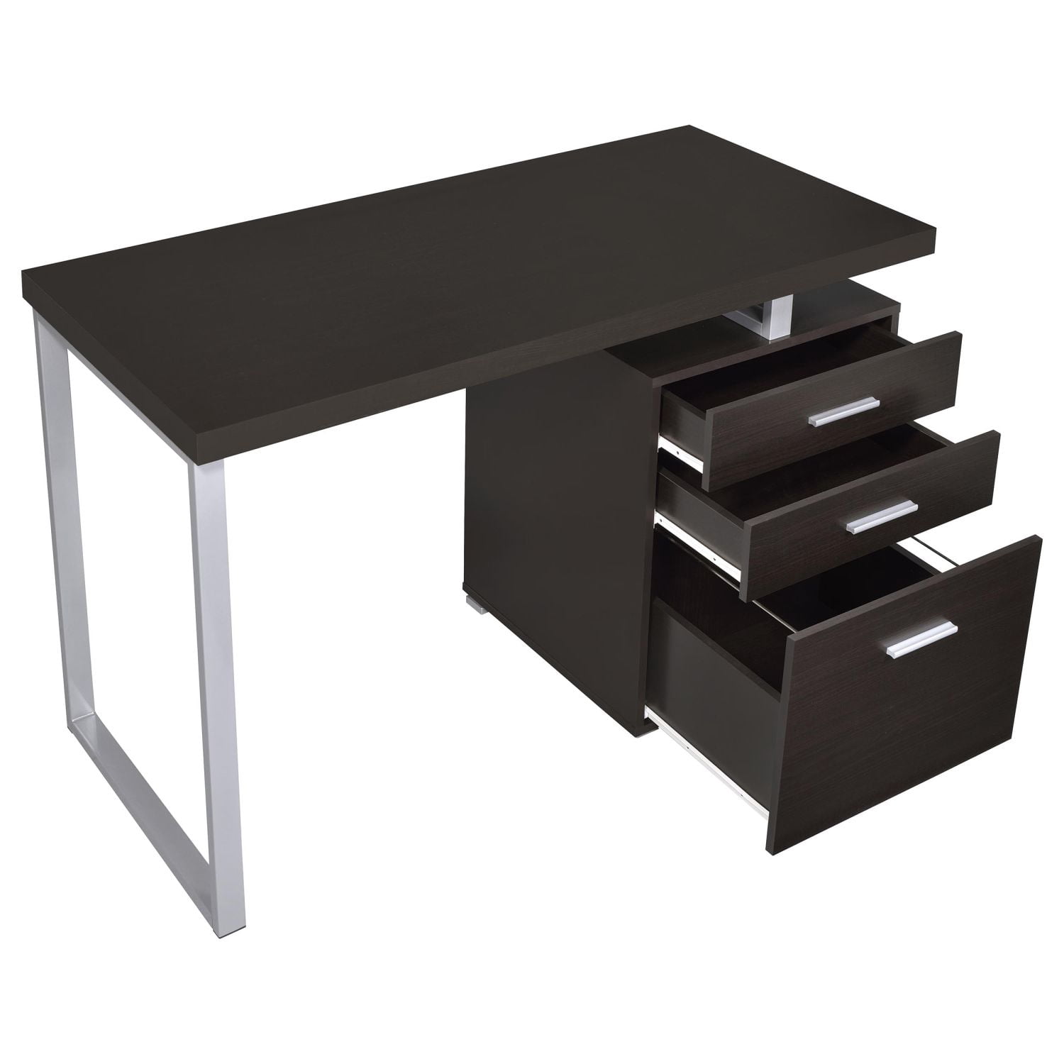 Asteroutdoor Cappuccino 3-Drawer Reversible Office Desk