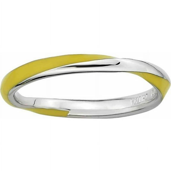 Sterling Silver Twisted Yellow Enameled Ring