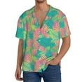 thumbnail image 3 of Xecao offers the Colorful Palm Leaves for Men's Casual Short-sleeved Shirt, a button-up collared shirt with a pocket, perfect for beach vacations and yacht travel in the 3X-Large size., 3 of 7