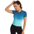 thumbnail image 4 of Charmo Workout Tops for Women Short Sleeve Seamless Gym Shirts Gradient Yoga Top Slim Fit, 4 of 5