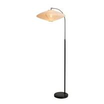 NOVA OF CALIFORNIA Roswell Floor Lamp - Matte Black Finish, White Linen Shade, Black Marble Base