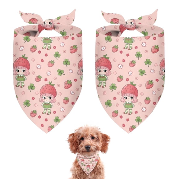 Dog Bandana 2 Pack,Strawberry Princess Pattern Bandanas for Dogs,Cat Bandana,Small/ Large Dog Bandana 2 Size,Dog Bandanas