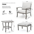 thumbnail image 7 of HAPPATIO 5 Piece Aluminum Outdoor Patio Furniture Set, Patio Chairs with Ottomans and Side Table, Balcony Furniture, Patio Conversation Set for Porch Garden (Gray), 7 of 7