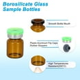 thumbnail image 3 of Uxcell 12Pcs 5ml Amber Borosilicate Glass Sample Vials for Lab Solid Liquid Powder Storage, Green Silver Tone, 3 of 6