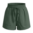 thumbnail image 5 of Women Linen Blend Casual Shorts Summer Drawstring Elastic Waist Relaxed Fit with Side Pockets Everyday Lounge Beach Vacation Wear, 5 of 6