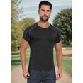 thumbnail image 4 of DARING DIVA Men's Workout Stretch Crew Neck Short Sleeve T-Shirt M Black, 4 of 7