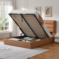 thumbnail image 3 of Queen Bed Frame with Lift Up Storage, Wood Bed Frame with Headboard and Solid Wood Slats Support, Sturdy and Noiseless, Ocher, 3 of 13