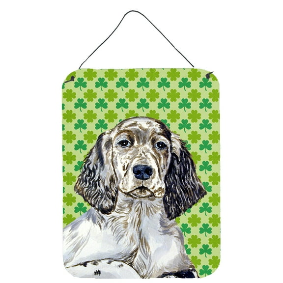 English Setter St. Patricks Day Shamrock Portrait Wall or Door Hanging Prints