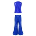 thumbnail image 2 of vastwit Kids Girls Boys Sequins Hip-hop Jazz Dance Outfit Vest Waistcoat Top Shirt+Flared Pants Streetwear Royal Blue 170, 2 of 5