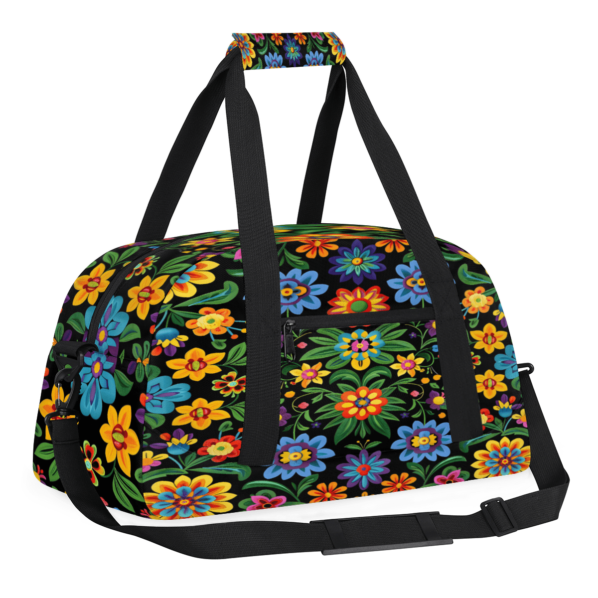 Herdesigns Sports Duffle Bags Travel Duffle Bag Gym Bag Mexico Floral Traditional Mexican Boho Weekender Travel Bag Waterproof Overnight Bag Carry On Travel Tote Bag Dance Bags